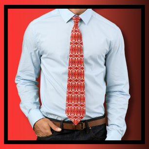Festive Red and White Christmas Necktie