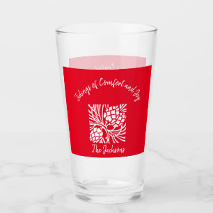 Festive Red and White Holiday Season Glass