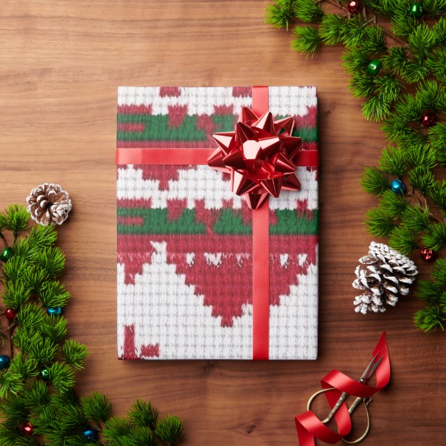Festive Red And White Ugly Sweater Wrapping Paper (Holiday Gift)