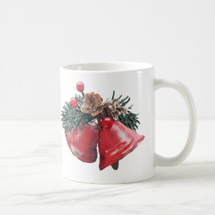Festive Red Bells & Pinecone Christmas Classic Mug