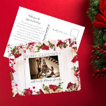 Festive Red Berry Christmas Holiday Photo Postcard<br><div class="desc">Send your family and friends this festive red berry framed christmas photo postcard this holiday. Featuring a family photo, the text 'MERRY CHRISTMAS' and the family name. The back of the postcard has a template for a greeting, a message, who it is from and a return address, which can be...</div>