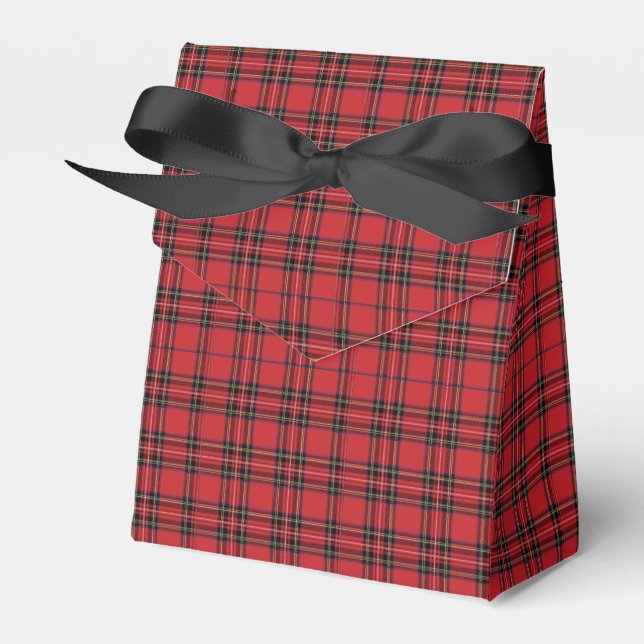 Festive Red & Black Plaid  Favour Box (Front Side)