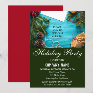 Festive Red, Blue & Green Company Holiday Party Invitation
