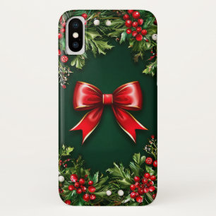 Festive Red Bow With Vibrant Holiday Greenery Case-Mate iPhone Case