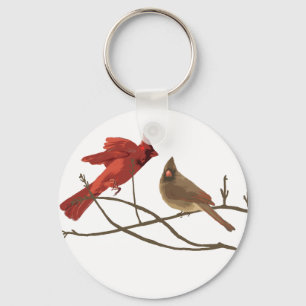 Festive Red Cardinals Keychain