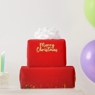 Festive Red Christmas Background With Gold Ornamen Wrapping Paper