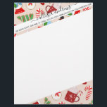 Festive Red Christmas Cookie Illustration Pattern Letterhead<br><div class="desc">This cute and festive pattern is perfect for the Christmas holiday season. It features a hand-drawn holiday cookie illustration pattern including a snowglobe, Christmas tree, stocking, hot cocoa, candy cane, and snowman. The colour scheme includes red, green, white, black, and sepia tan. ***IMPORTANT DESIGN NOTE: For any custom design request...</div>