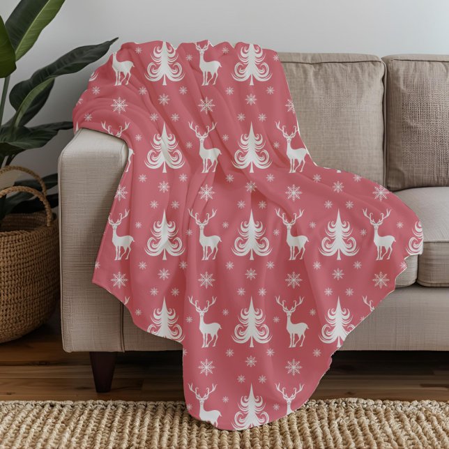 Festive Red Christmas Pattern Fleece Blanket (Festive Red Christmas Pattern Fleece Blanket)