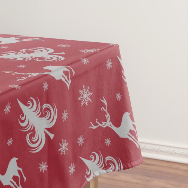 Festive Red Christmas Pattern Tablecloth (In Situ)