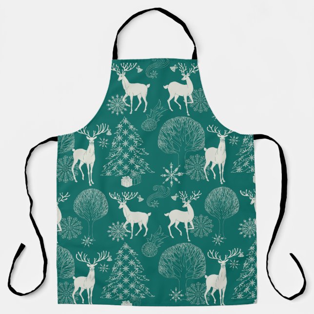 Festive red Christmas, winter forest. Apron (Front)