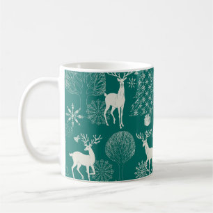 Festive red Christmas, winter forest. Coffee Mug