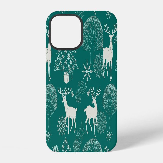 Festive red Christmas, winter forest. iPhone Case (Back)