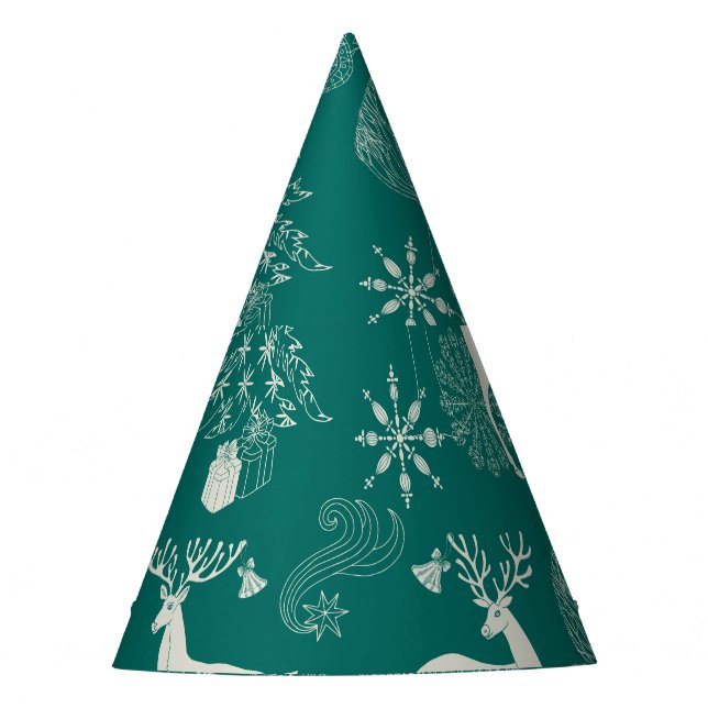 Festive red Christmas, winter forest. Party Hat (Front)