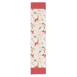 Festive Red Classic Nutcracker Candy Cane Short Table Runner