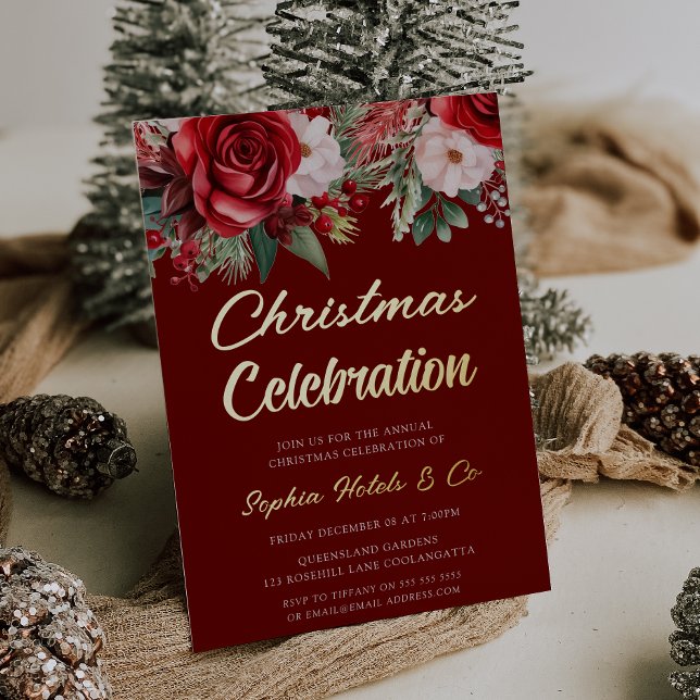 Festive Red Floral Christmas Celebration Gold (Creator Uploaded)