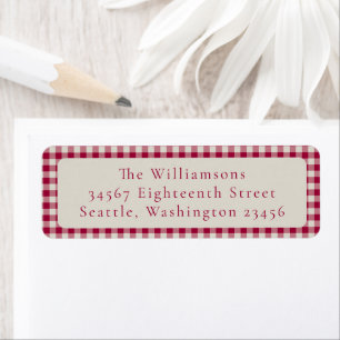 Festive Red Gingham Plaid Custom Return Address
