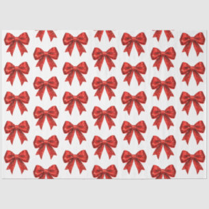 Festive Red Glitter Coquette Bow Christmas Tissue Paper