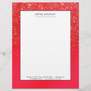 Festive red glitter sparkles ombre christmas letterhead