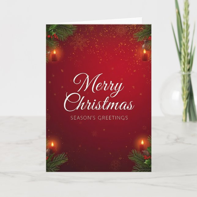 Festive Red & Gold Christmas Greeting Card (Front)