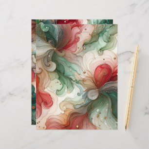 Festive Red & Green Alcohol Ink Scrapbook Paper