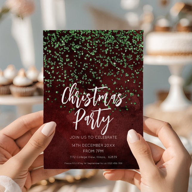 Festive Red Green Christmas Party  Invitation (Creator Uploaded)
