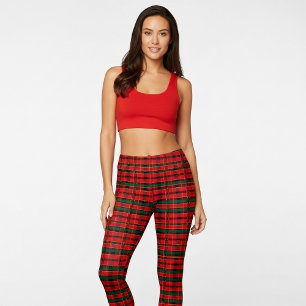 Festive Red & Green Christmas Plaid Tartan Leggings