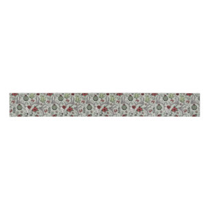 Festive Red & Green Country Christmas Deer Antlers Grosgrain Ribbon