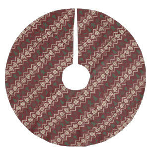 Festive Red, Green & Cream Cozy Christmas Pattern Brushed Polyester Tree Skirt