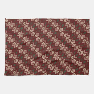 Festive Red, Green & Cream Cozy Christmas Pattern Kitchen Towel
