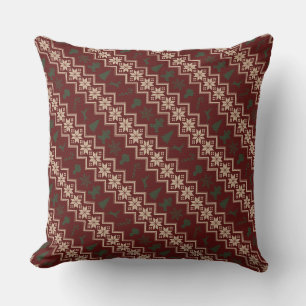 Festive Red, Green & Cream Cozy Christmas Pattern Throw Pillow