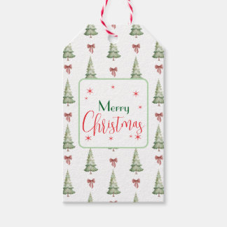 Festive Red Green Script Tree Bow To From Gift Tag