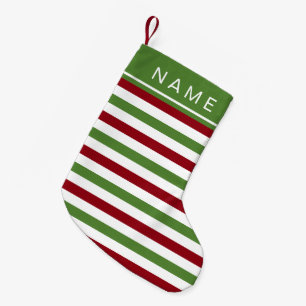 Festive Red & Green Striped Xmas Small Christmas Stocking