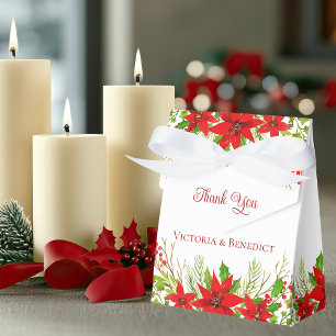 Festive Red Holiday Wedding Personalized Favor Box