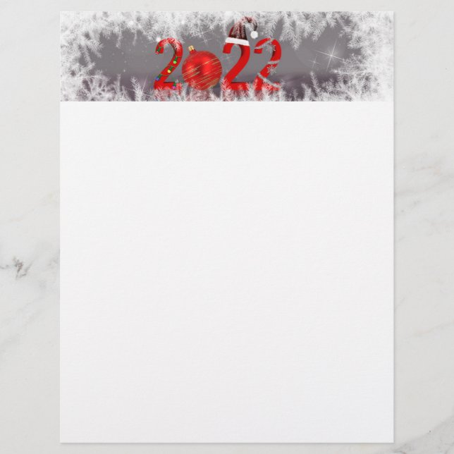 Festive Red Merry Christmas New Year 2022 Letterhead (Front)