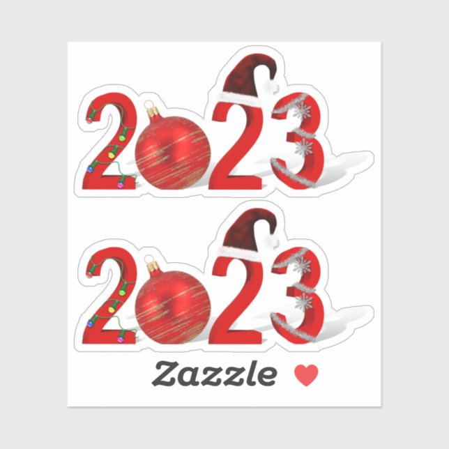 Festive Red Merry Christmas New Year 2023 (Sheet)