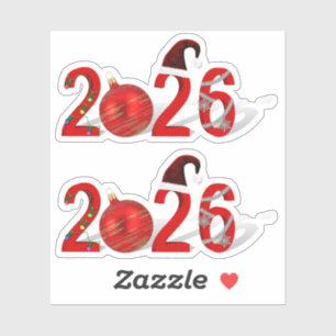 Festive Red Merry Christmas New Year 2026