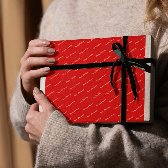 Festive Red Merry Christmas  Wrapping Paper (Creator Uploaded)