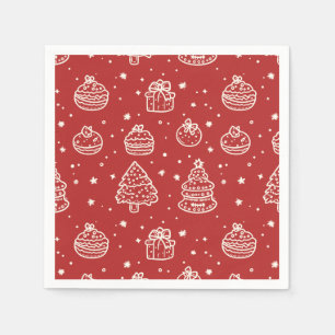 Festive Red Minimal Holiday Christmas Cookie Napkin