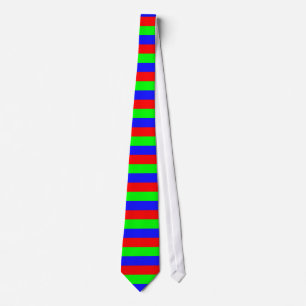 Festive Red, Neon Green & Blue Thick Stripes Tie