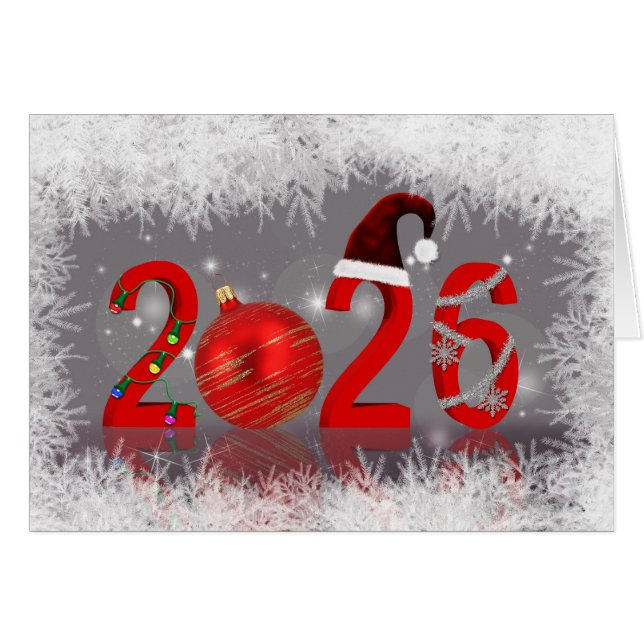 Festive Red New Year 2026 Merry Christmas (Front Horizontal)