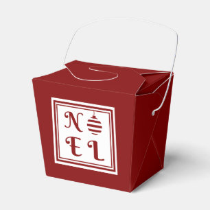 Festive Red Noel Merry Christmas Favor Box