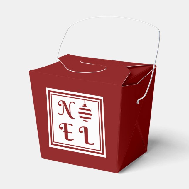 Festive Red Noel Merry Christmas Favor Box (Front Side)