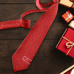 Festive Red Pink Polka Dot Add Initials Christmas Tie<br><div class="desc">This sweet classic design features a hand drawn soft pink polka dot on classic red for that cozy,  traditional holiday feeling with a hint of whimsy. Original art by Malissa Melrose. Add Initials to personalize.</div>