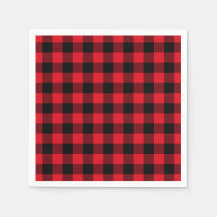 Festive Red Plaid Pattern Holiday Napkin