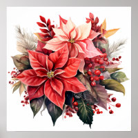 Festive Red Poinsettia Christmas Flowers