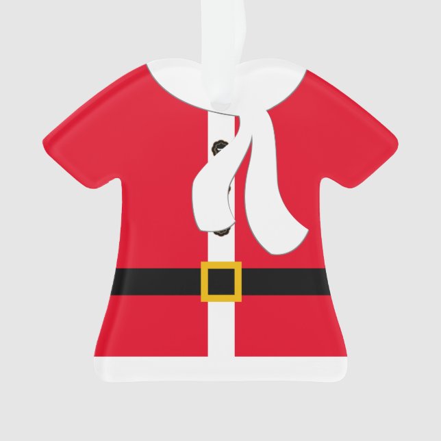 Festive Red Santa Suit Personalized Christmas Ornament (Front)