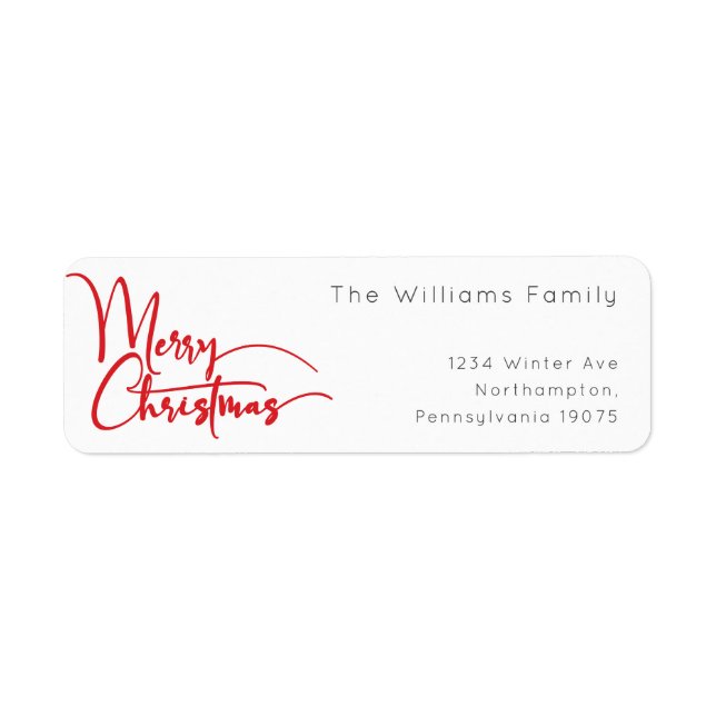 Festive Red Script Merry Christmas Return Address (Front)