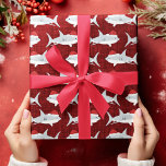Festive Red Shark Santa Hat Art Wrapping Paper<br><div class="desc">Bring festive cheer to your holiday gifts with this red wrapping paper showcasing a whimsical shark in a Santa hat. The adorable shark illustration with a red Santa hat adds a fun Christmas spirit with an ocean-inspired twist. Ideal for ocean lovers and Christmas enthusiasts looking to wrap presents with a...</div>