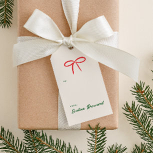 Festive Red Simple Bow Blank Gift Tag