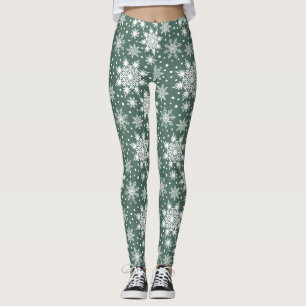 Festive Red Snowflake Christmas Leggings Women